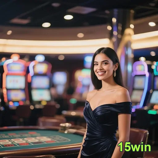 Imagem do site 15win com símbolos de casino, promovendo jogos e apostas online de forma divertida e segura.